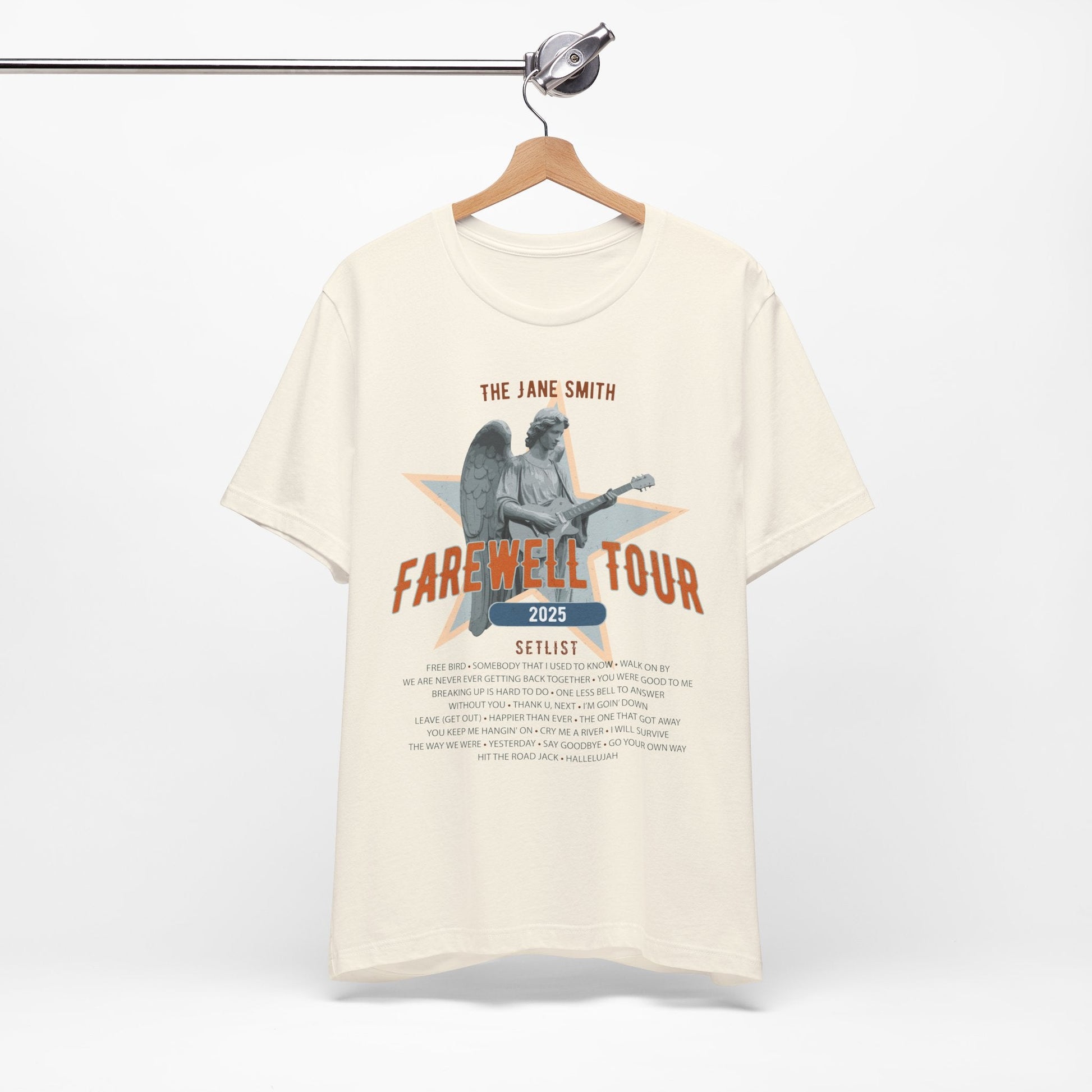 Personalized Retirement FAREWELL TOUR T-Shirt, Angel Rock Star Design Music-themed Retirement Gift for Music Fan, Custom Shirt for Retiree AnywherePOD