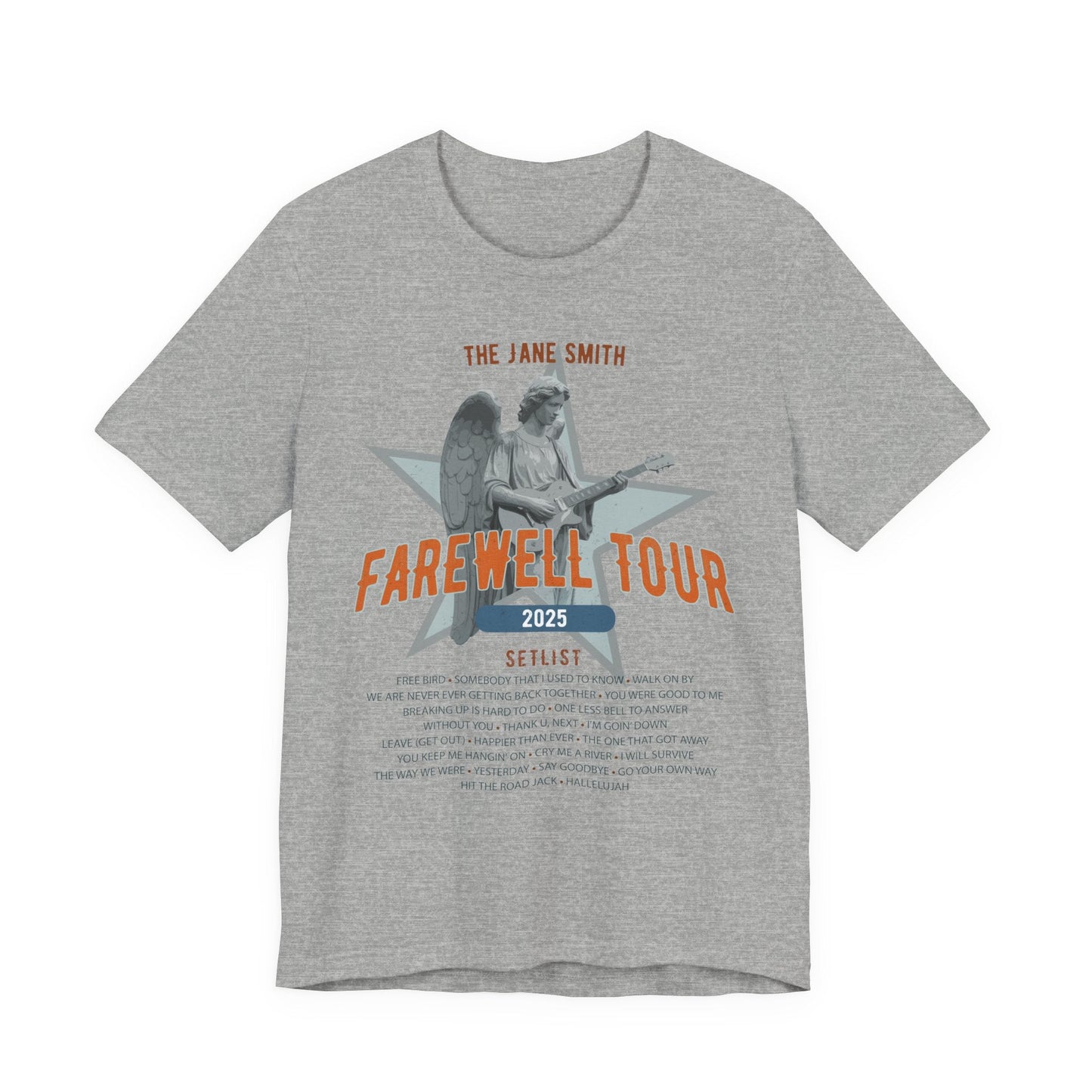 Personalized Retirement FAREWELL TOUR T-Shirt, Angel Rock Star Design Music-themed Retirement Gift for Music Fan, Custom Shirt for Retiree AnywherePOD
