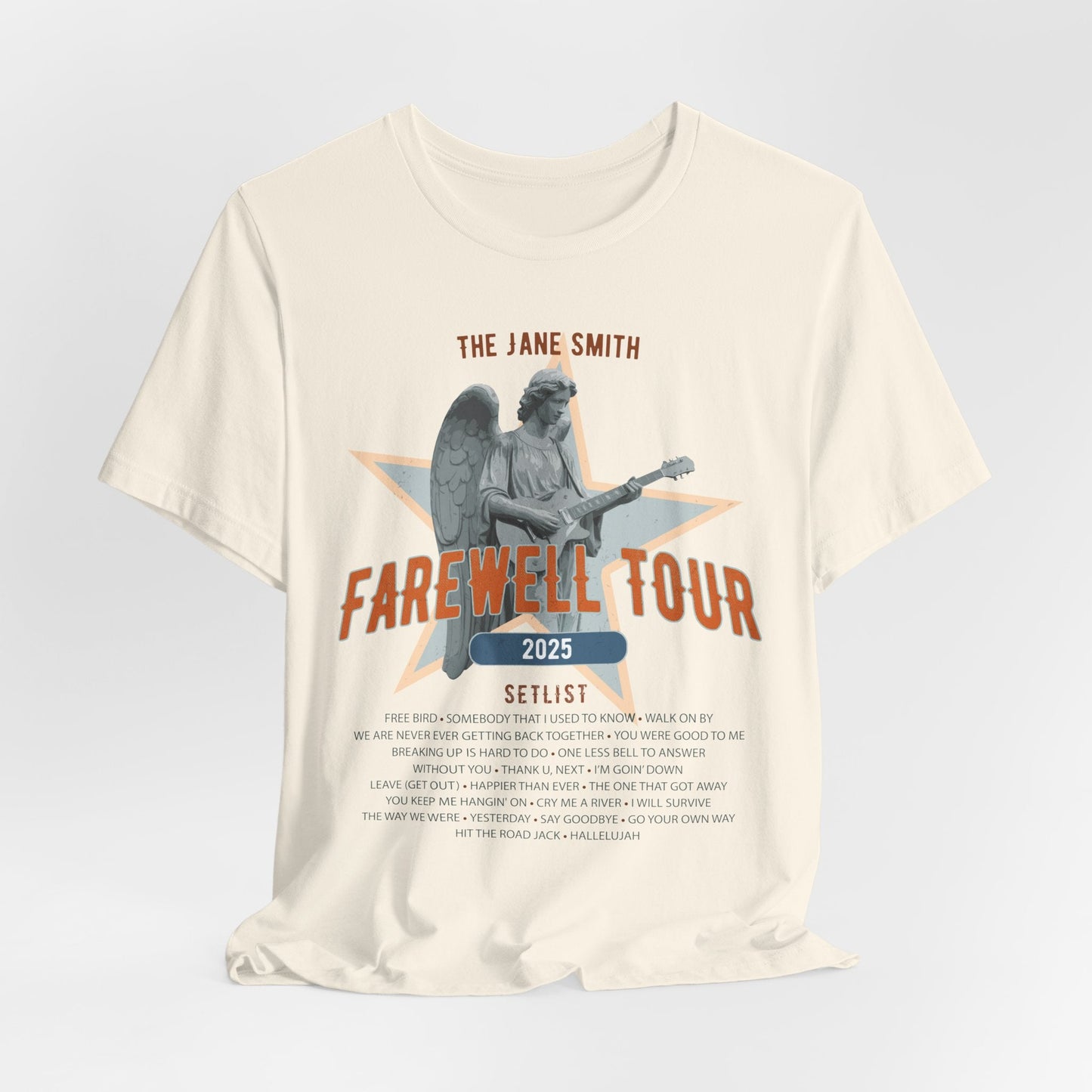 Personalized Retirement FAREWELL TOUR T-Shirt, Angel Rock Star Design Music-themed Retirement Gift for Music Fan, Custom Shirt for Retiree AnywherePOD