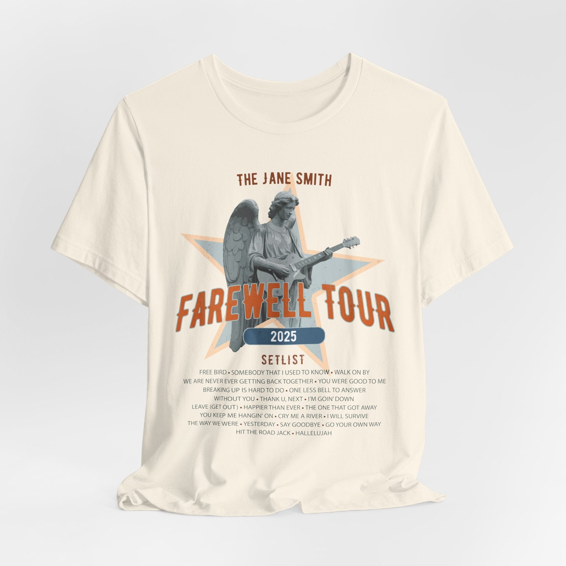 Personalized Retirement FAREWELL TOUR T-Shirt, Angel Rock Star Design Music-themed Retirement Gift for Music Fan, Custom Shirt for Retiree AnywherePOD