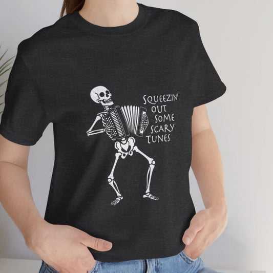 Skeleton Accordion Shirt, Halloween Tee, Funny Skeleton Music Shirt, Spooky Graphic Tee, Gift for Fans