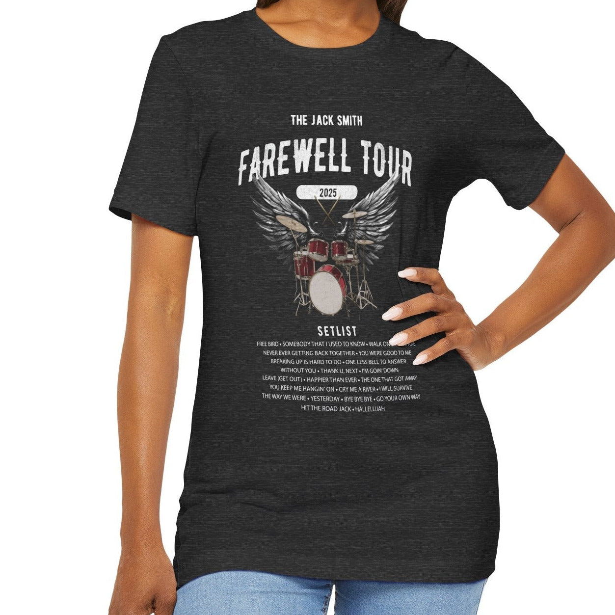 Personalized Retirement FAREWELL TOUR T-Shirt, RED Drum kit, Music Fan Gift, Funny Custom Shirt for Retiree 