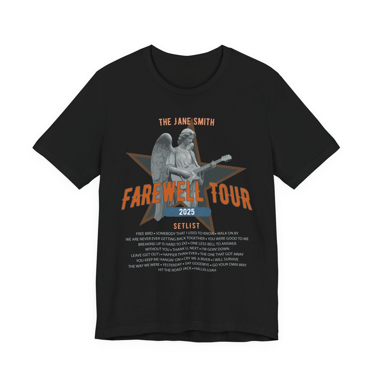 Personalized Retirement FAREWELL TOUR T-Shirt, Angel Rock Star Design Music-themed Retirement Gift for Music Fan, Custom Shirt for Retiree AnywherePOD
