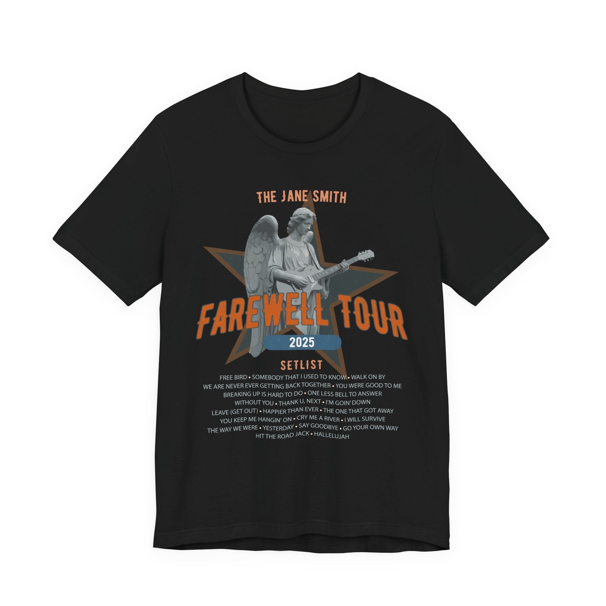 Personalized Retirement FAREWELL TOUR T-Shirt, Angel Rock Star Design Music-themed Retirement Gift for Music Fan, Custom Shirt for Retiree AnywherePOD
