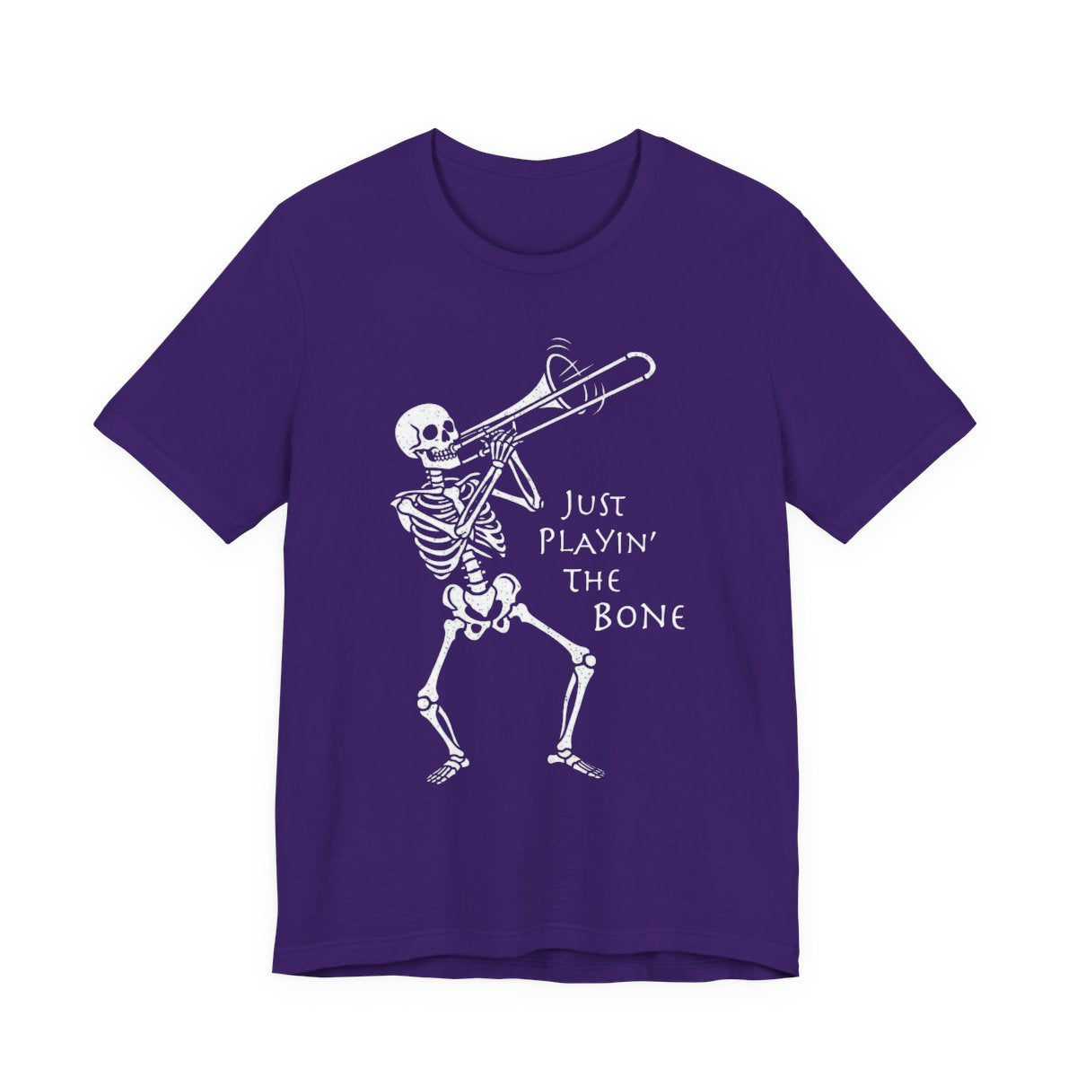 Trombone Playing Skeleton T-shirt, Music Fan Halloween Tee, Funny Jazz Trick or Treat Top