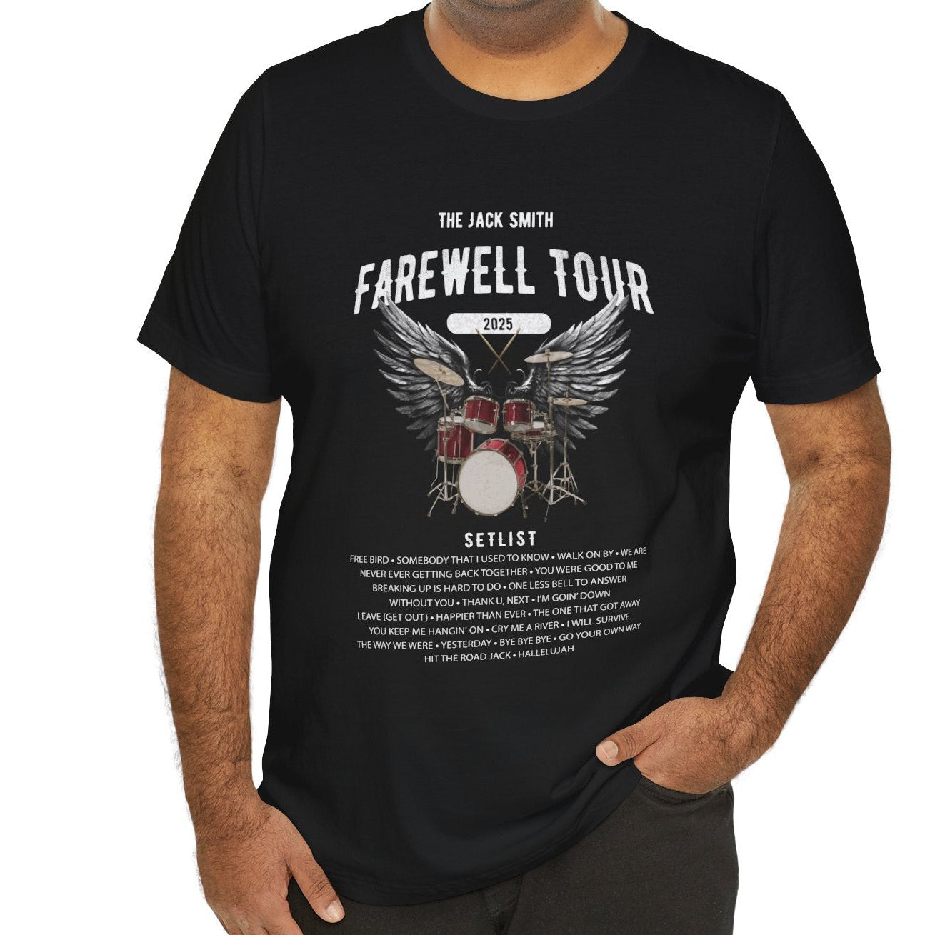 Personalized Retirement FAREWELL TOUR T-Shirt, RED Drum kit, Music Fan Gift, Funny Custom Shirt for Retiree 